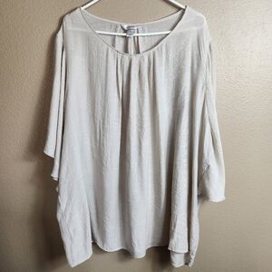 CJ Banks Womens |3X| Beige Textured Short Sleeve Batwing Blouse